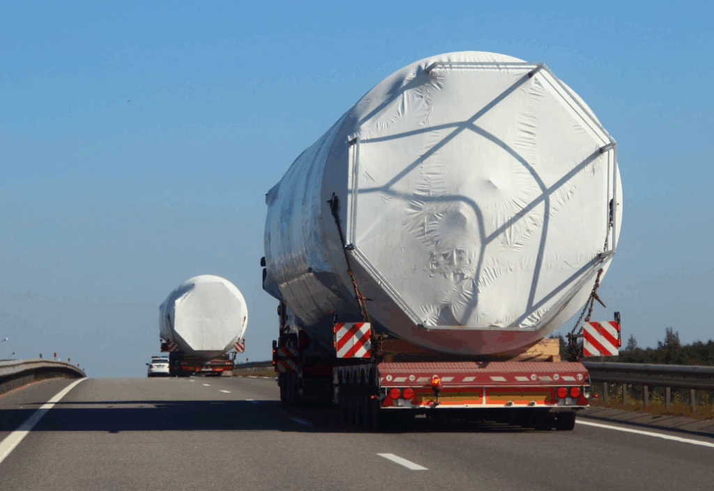 an oversized load on a highway